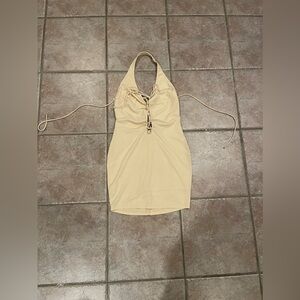 Tan halter mini dress